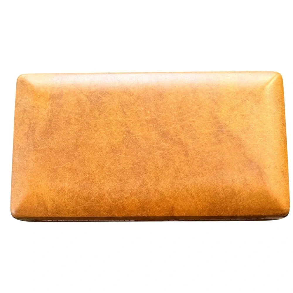 Mele Vintage Jewelry Box Tan Faux Leather Gold Trim Ring Organizer Travel Case